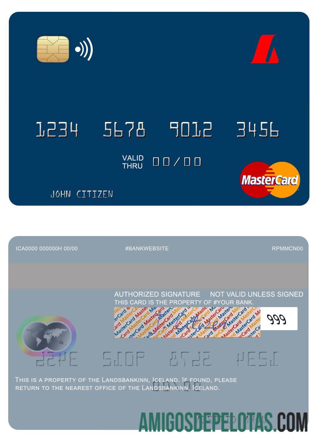 Islandia Landsbankinn mastercard templat