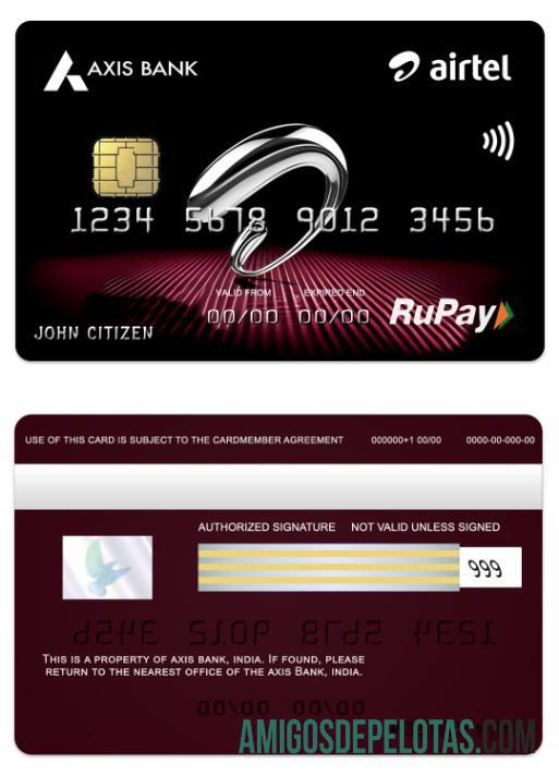 India Axis bank Airtel RuPay Kredit kartu templat