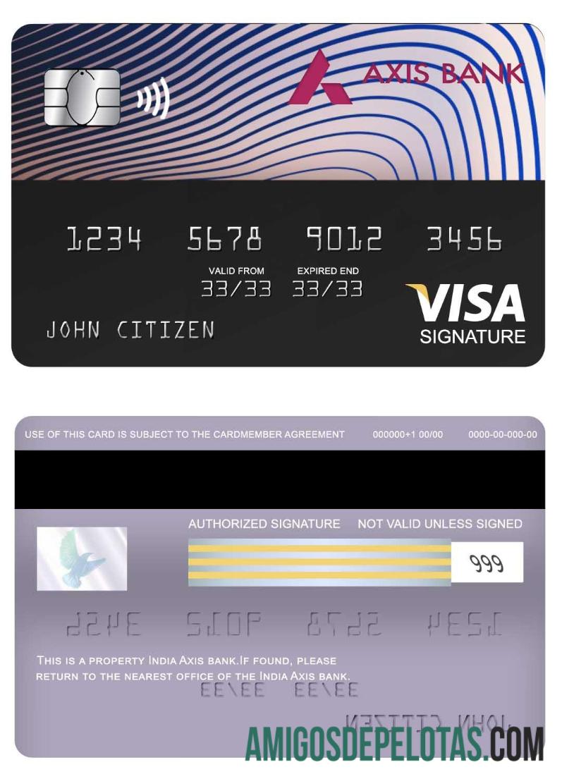 India Axis bank visa Tanda Tangan kartu desain