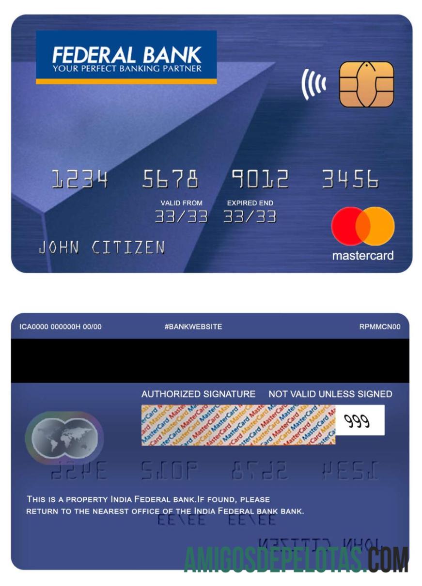India Federal bank mastercard desain