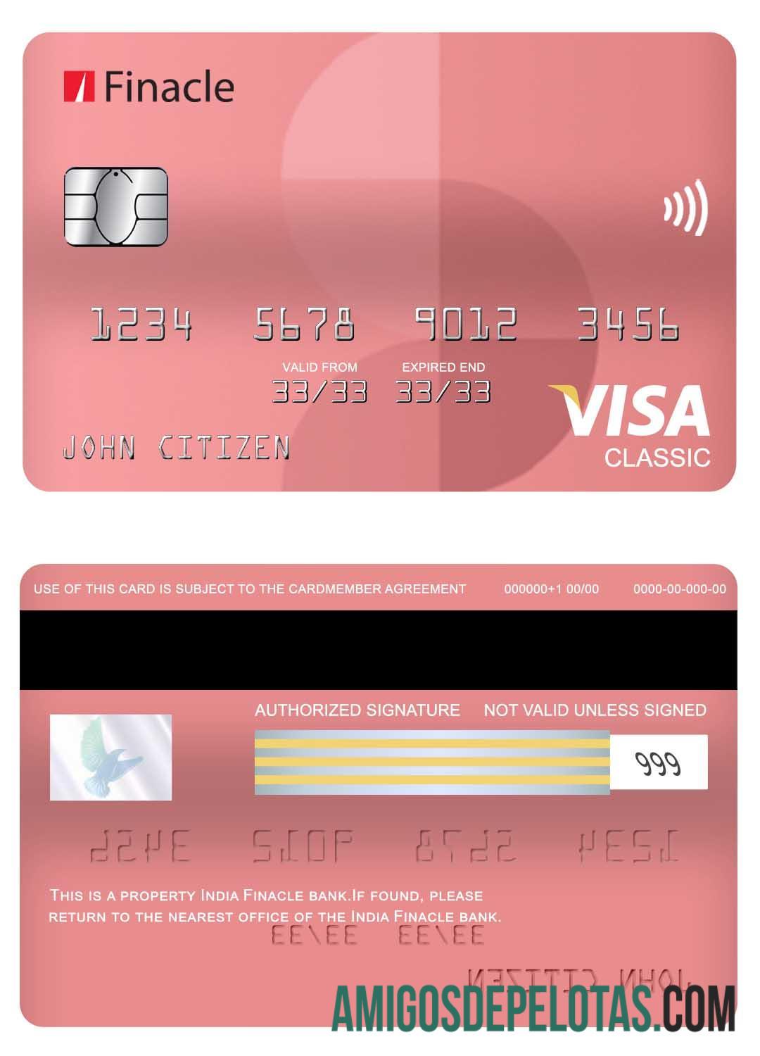 India Finacle bank visa classic kartu desain