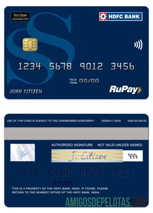 India HDFC bank RuPay Shoppers Stop Kredit kartu desain