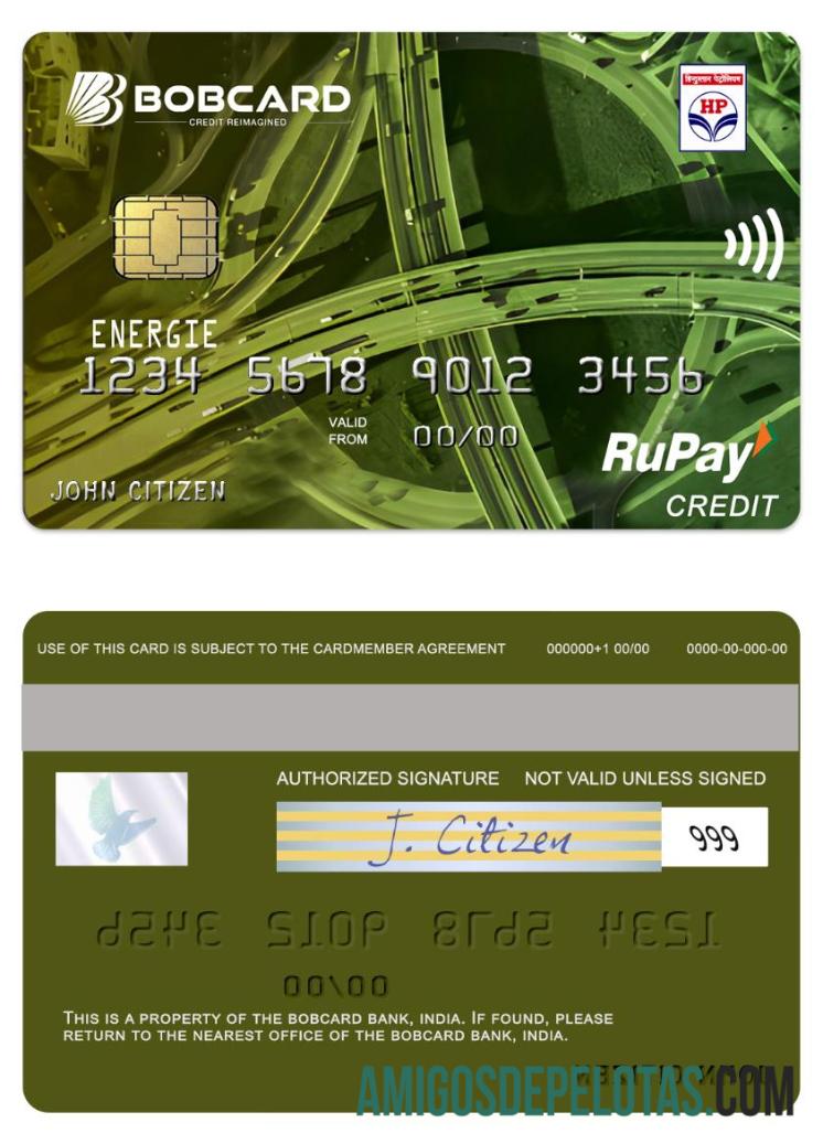 India HPCL bank of Baroda ENERGIE Kredit kartu desain