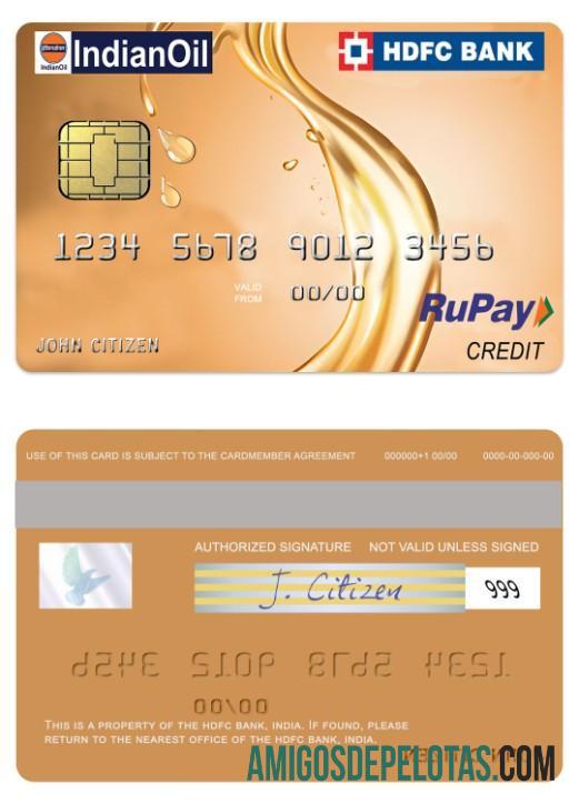 India IndianOil HDFC bank RuPay Kredit kartu templat