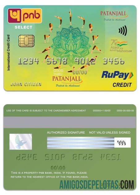 India PNB bank Patanjali RuPay select Kredit kartu pratinjau