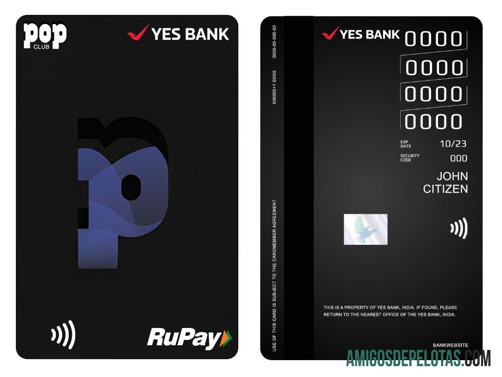 India YES bank POP Club RuPay vertical Kredit kartu pratinjau