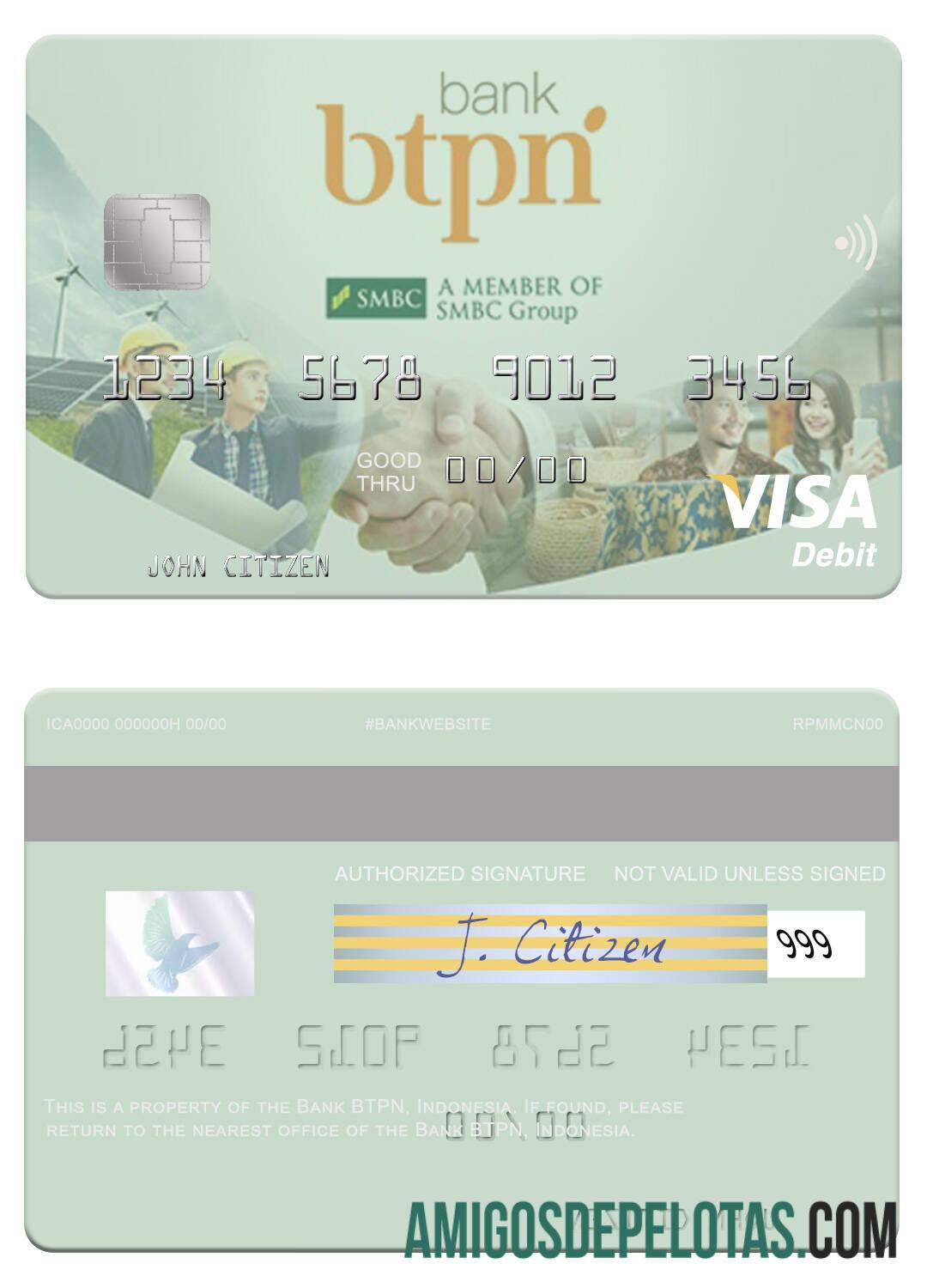 Indonesia bank BTPN visa Debit kartu sampel