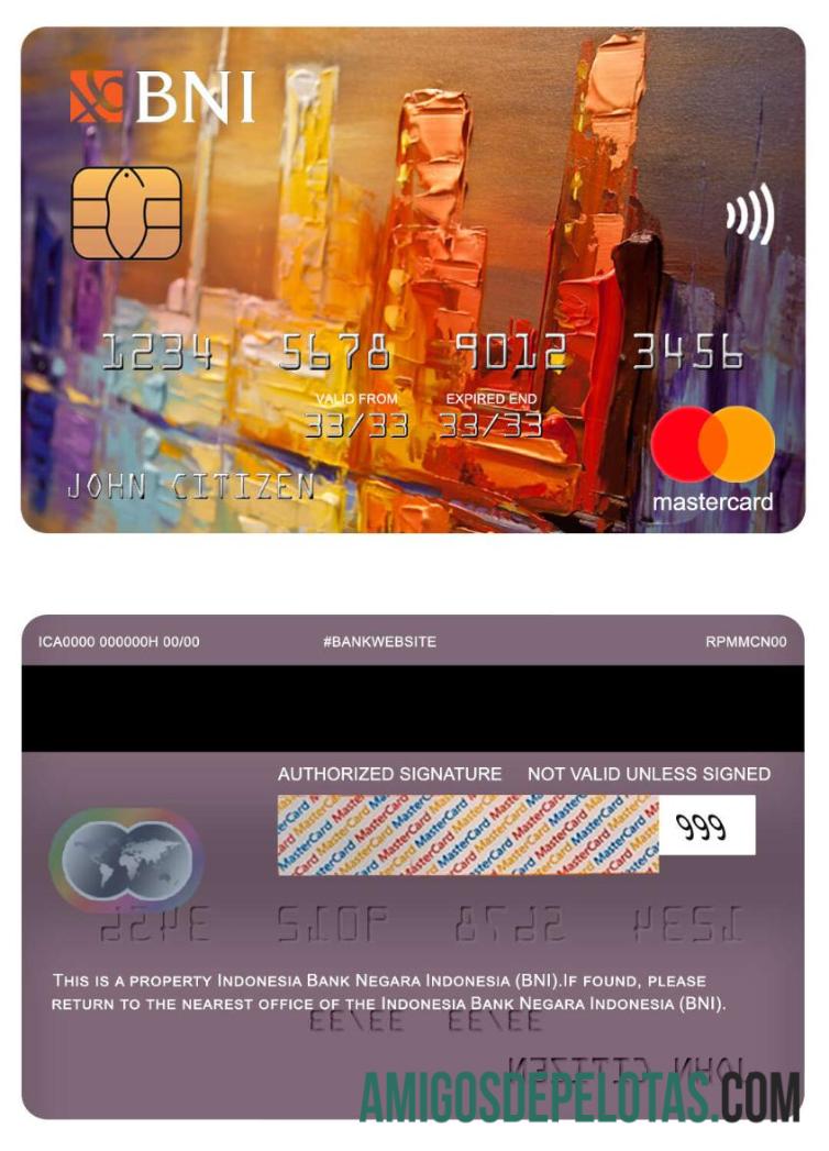 Indonesia bank Negara Indonesia (BNI) mastercard desain