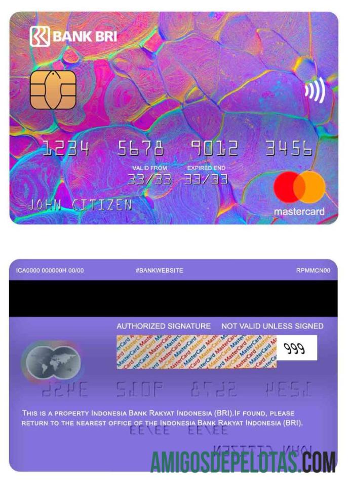 Indonesia bank Rakyat Indonesia (BRI) mastercard pratinjau