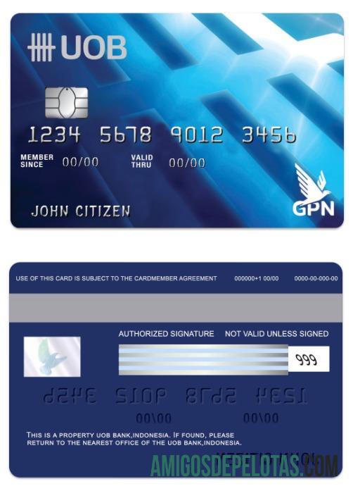 Indonesia UOB bank GPN Debit kartu pratinjau