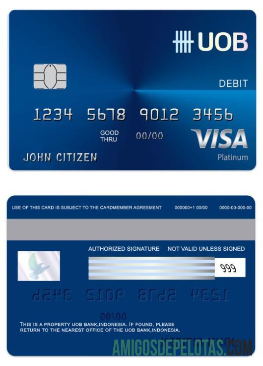 Indonesia UOB bank visa regular Debit kartu makering