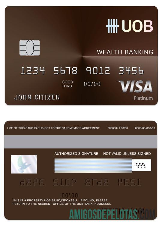 Indonesia UOB bank visa wealth Debit kartu desain