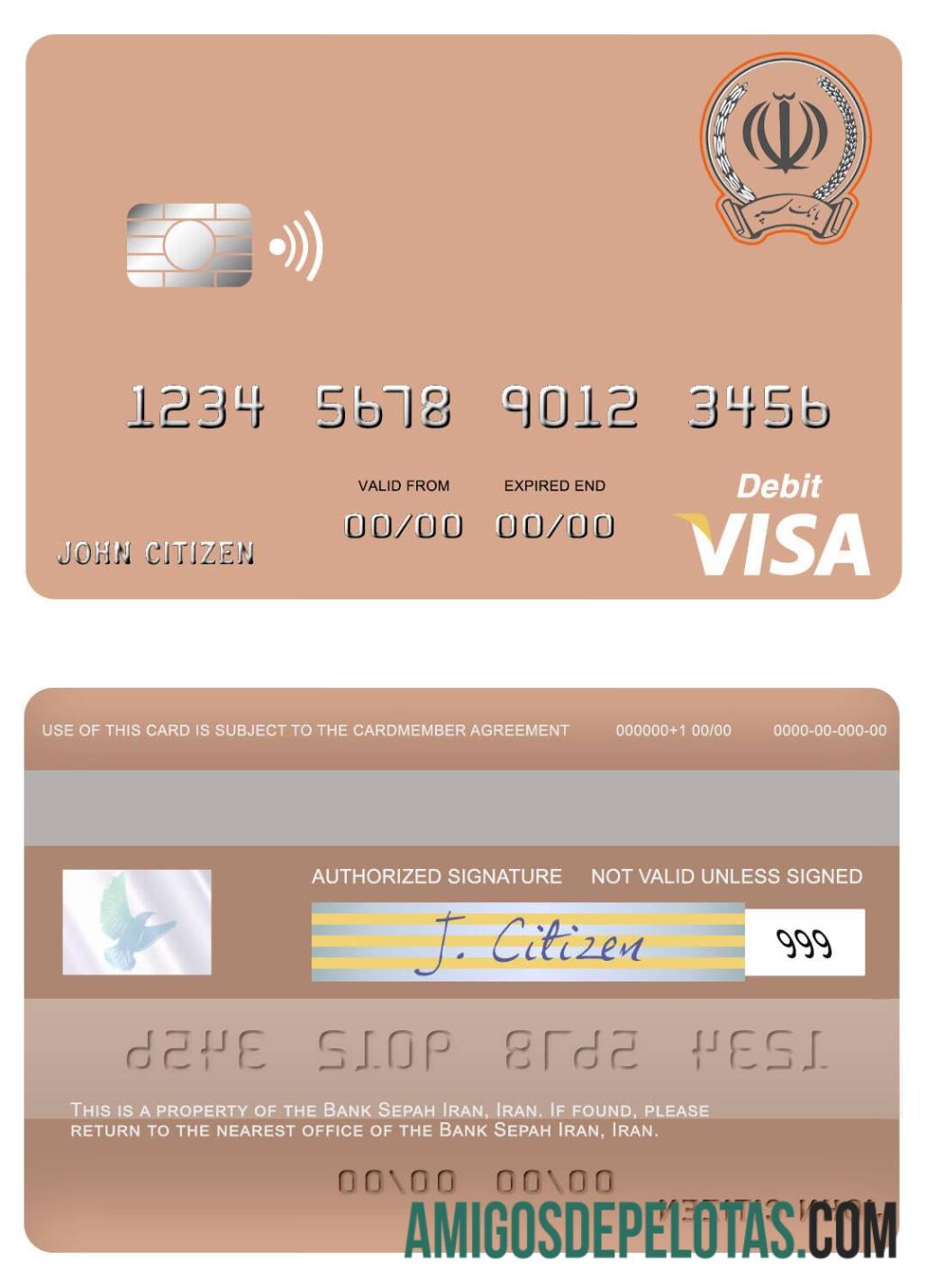 Iran Sepah bank Iran visa Debit kartu makering