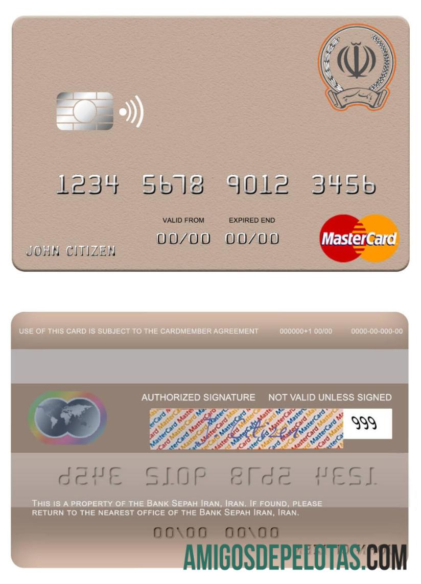 Iran Sepah bank mastercard sampel