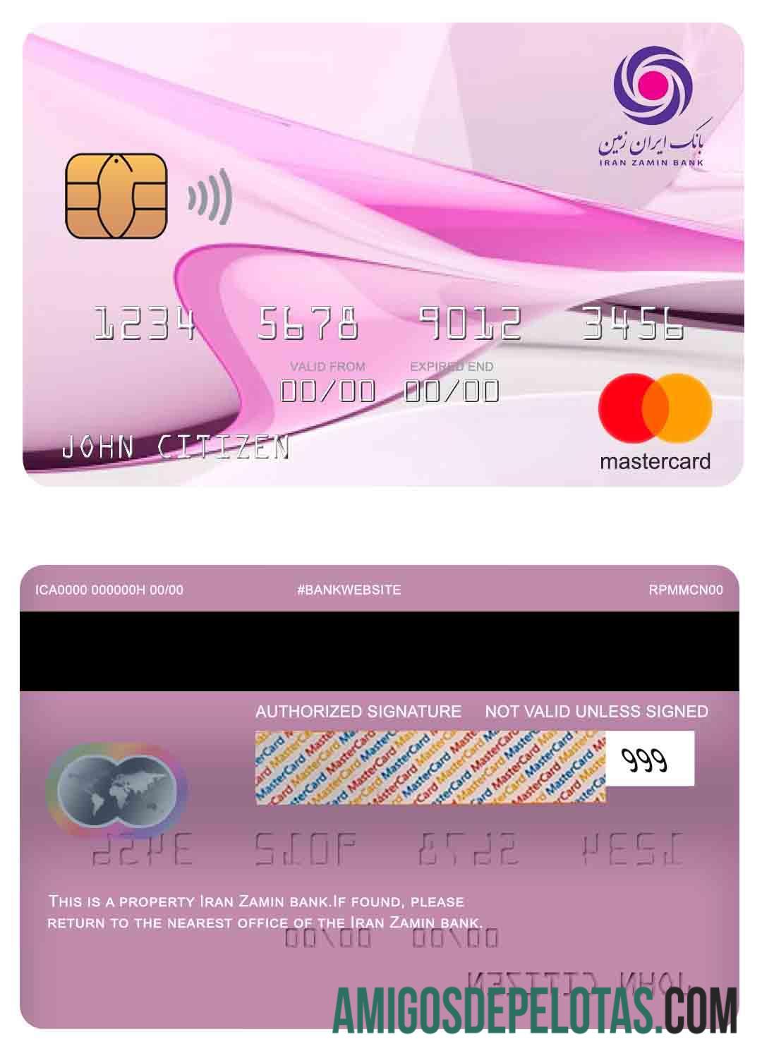 Iran Zamin bank mastercard desain