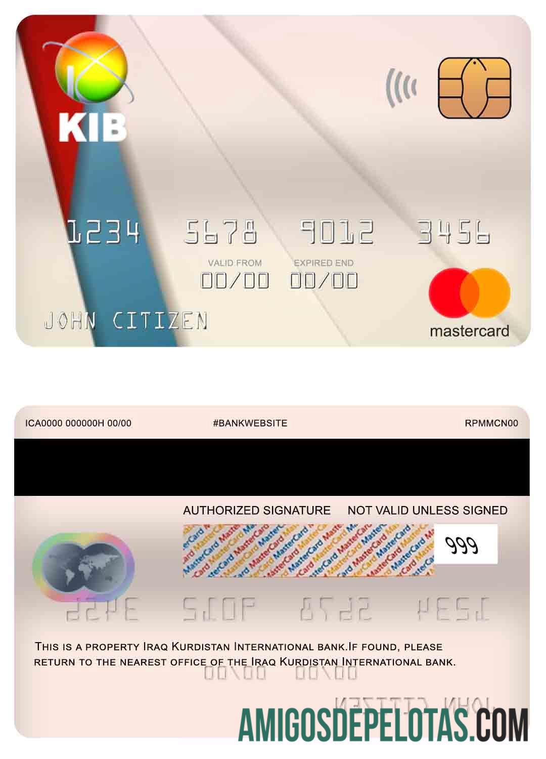 Irak Kurdistan International bank mastercard desain