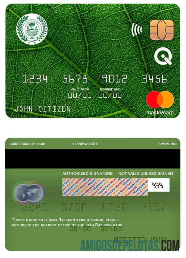 Irak Rafidain bank mastercard templat
