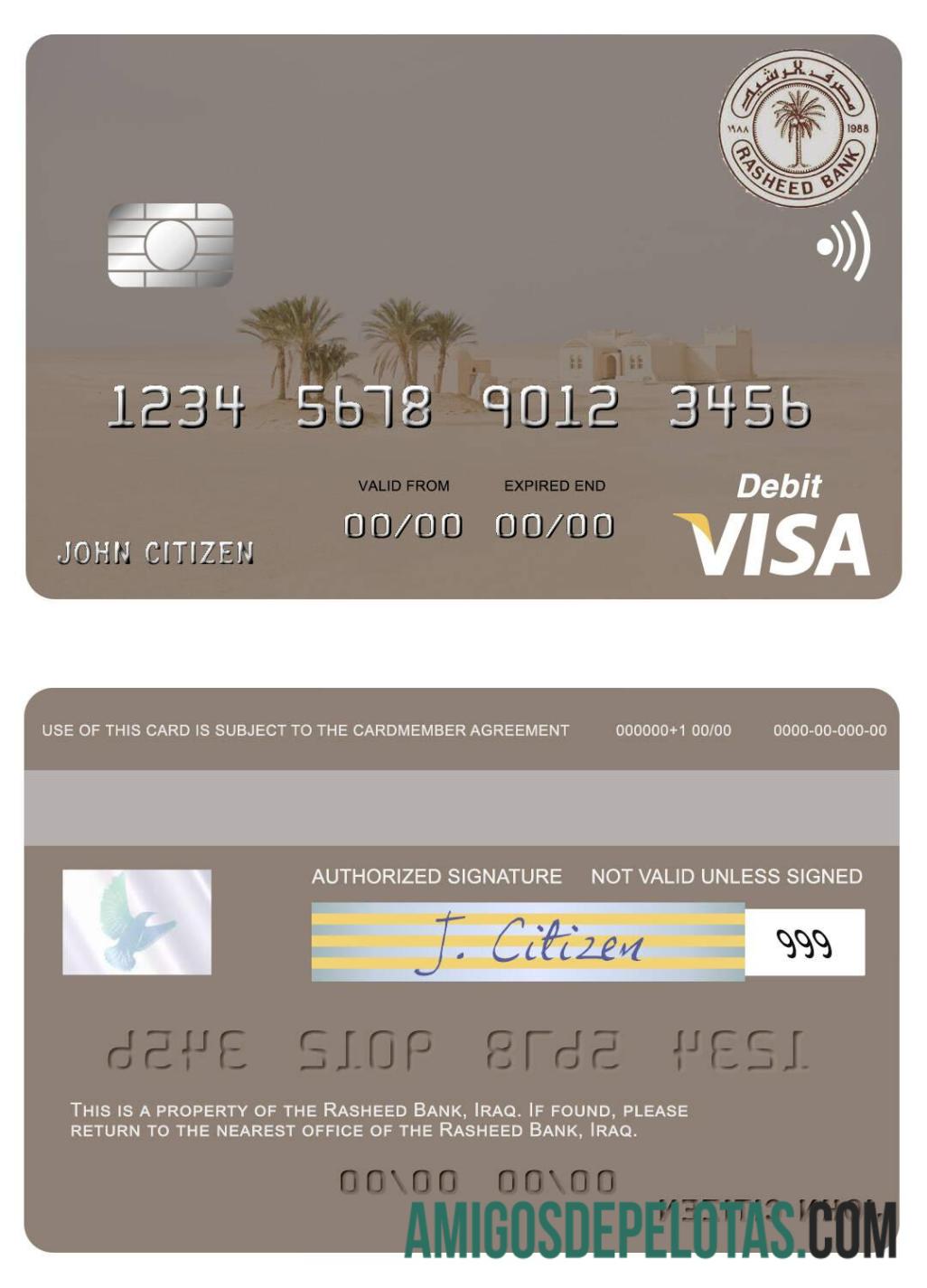 Irak Rasheed bank visa Debit kartu pratinjau