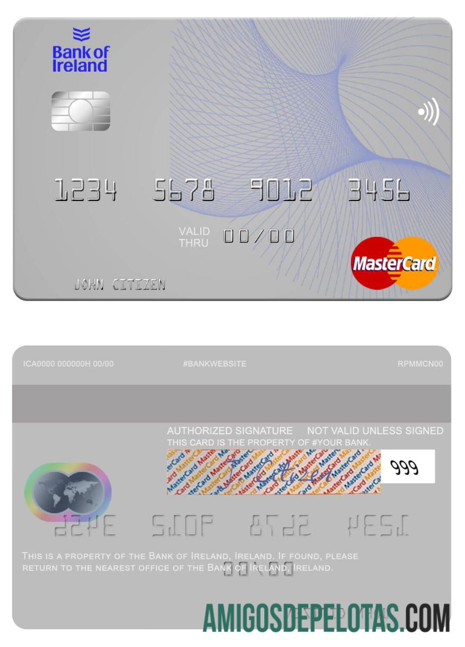 Irlandia bank of Irlandia mastercard desain