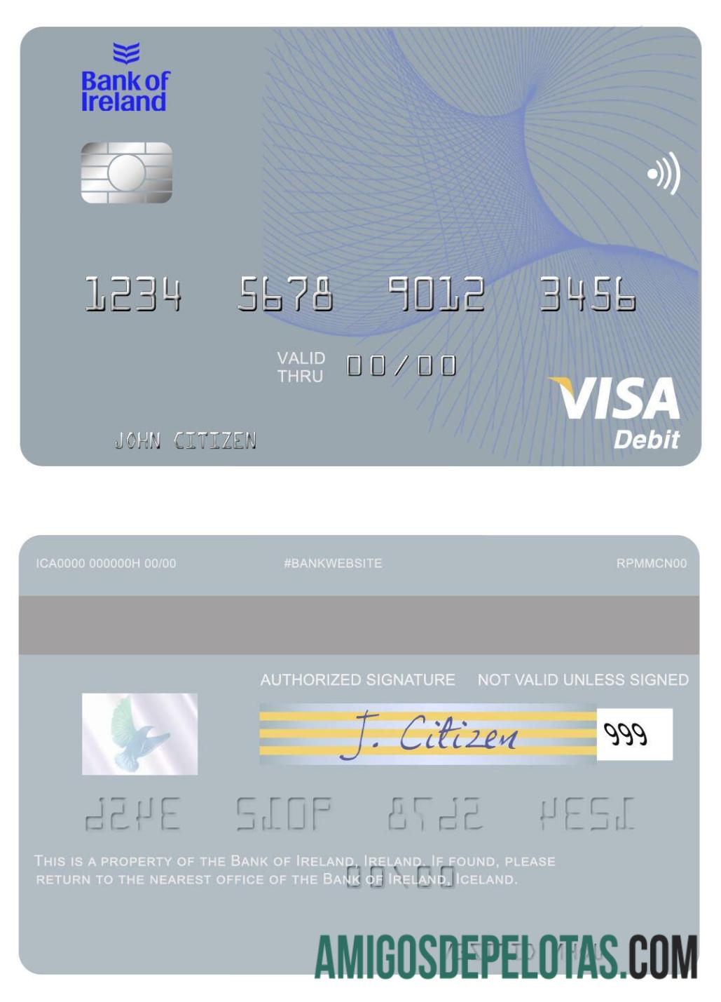 Irlandia bank of Irlandia visa Debit kartu makering
