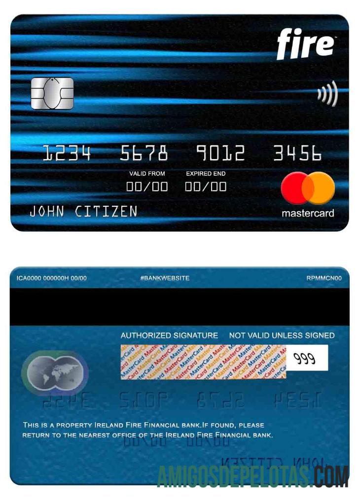 Irlandia Fire Financial bank mastercard desain
