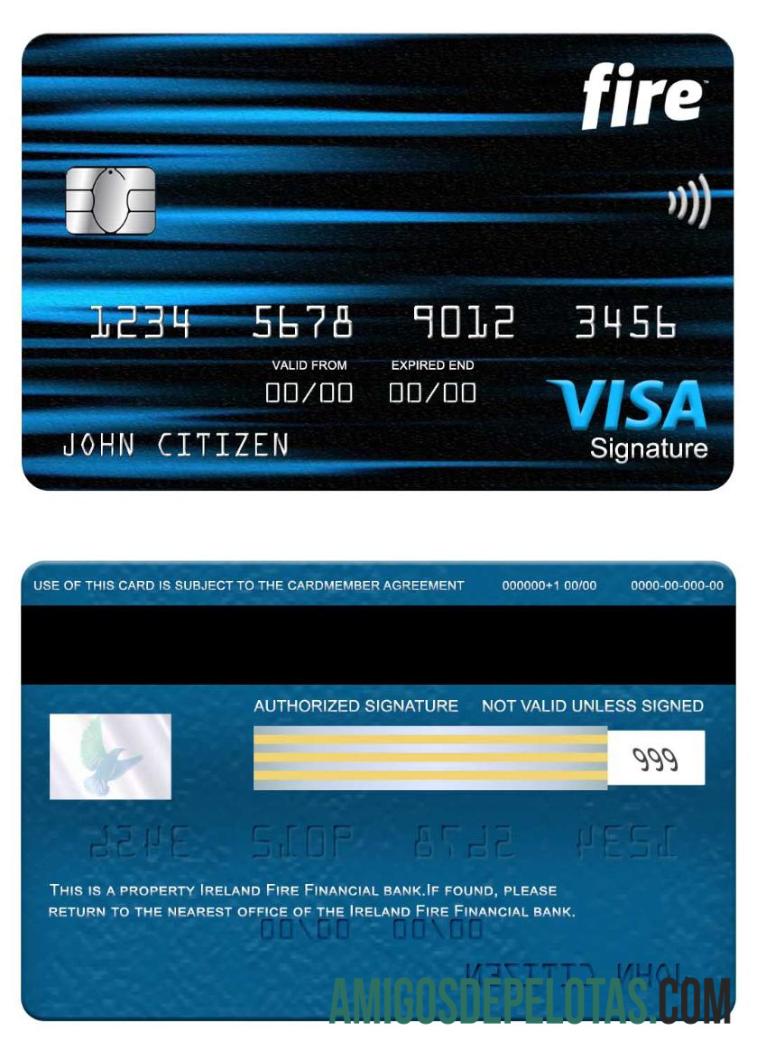 Irlandia Fire Financial bank visa Tanda Tangan kartu sampel