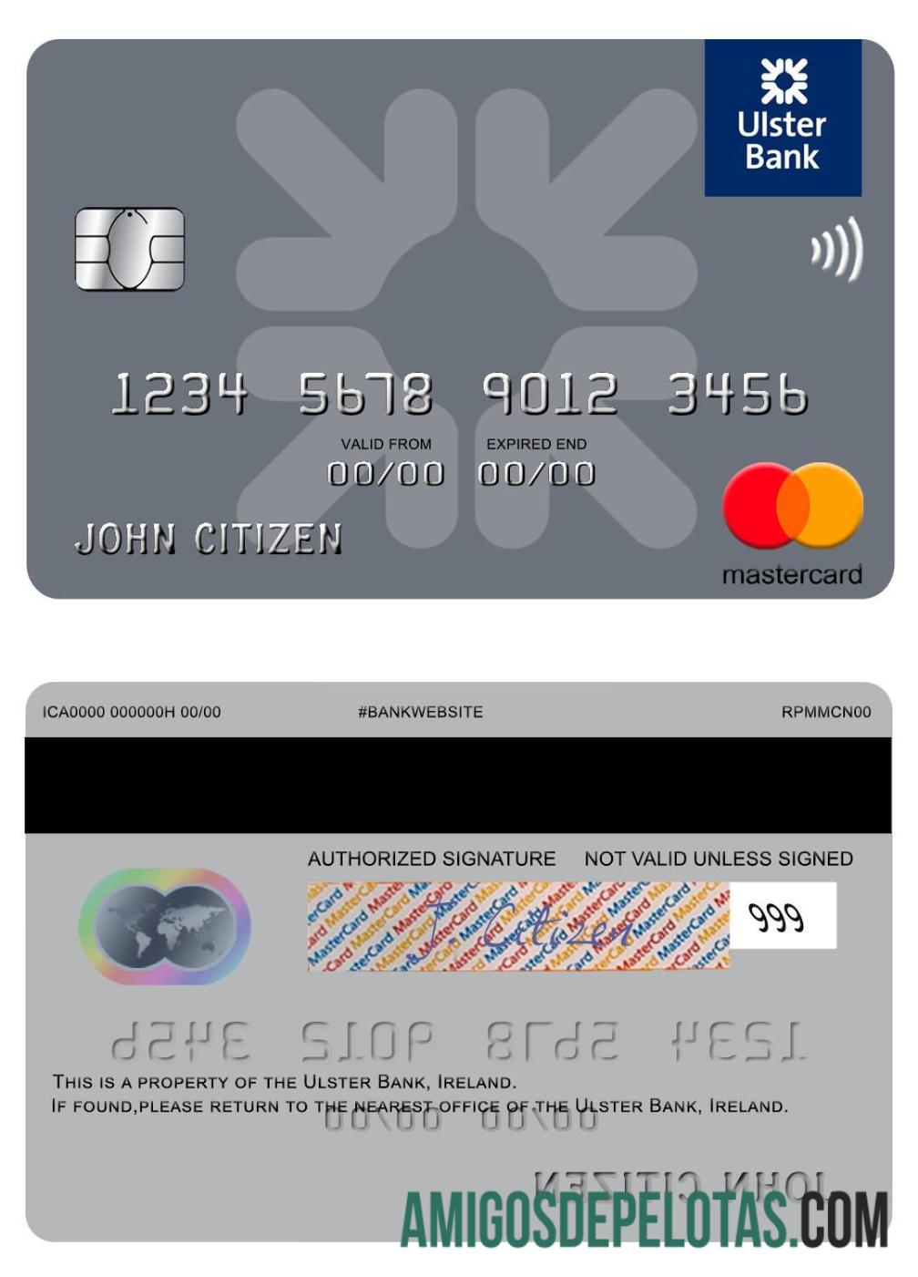 Irlandia Ulster bank Irlandia mastercard makering
