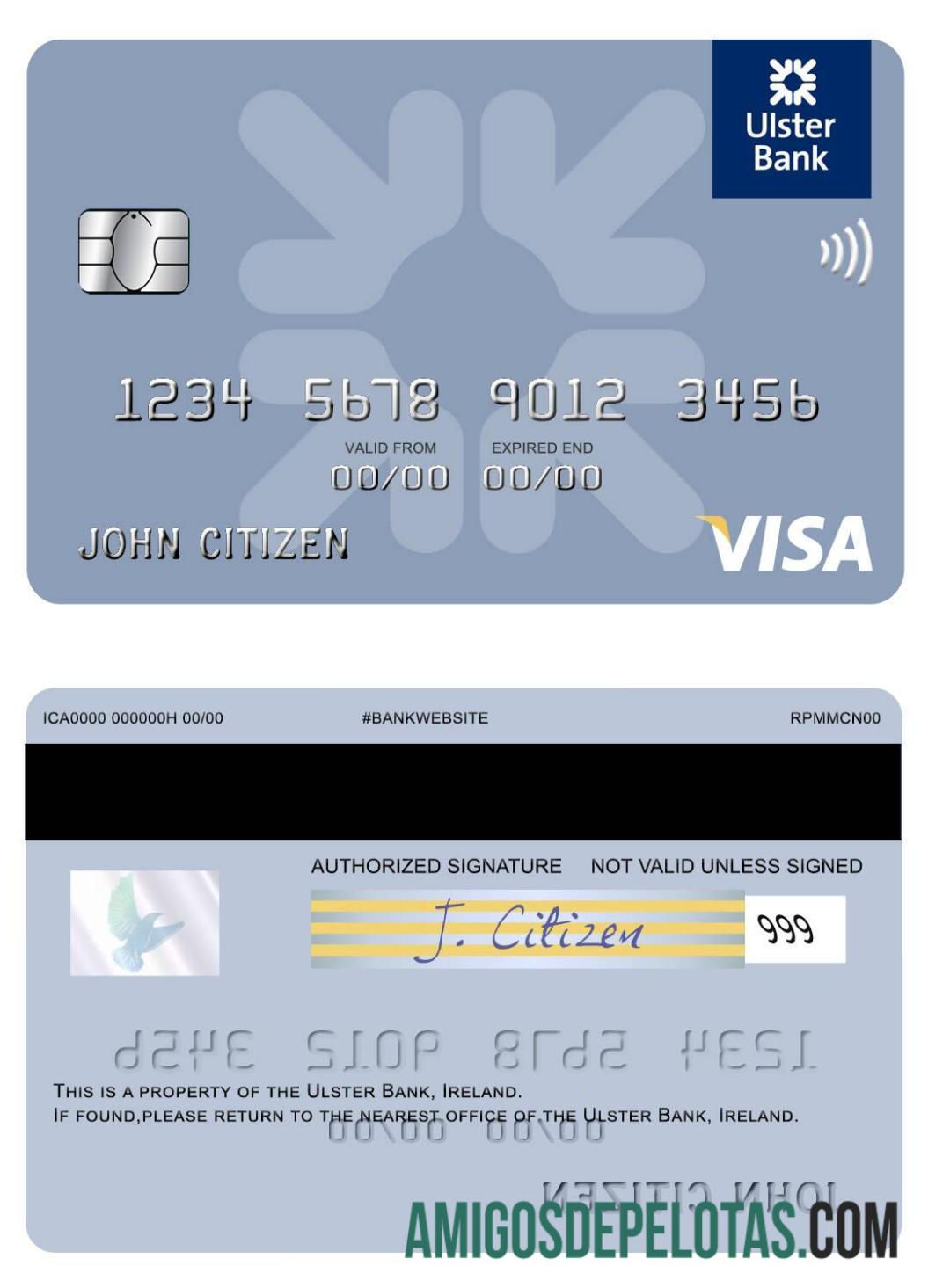 Irlandia Ulster bank Irlandia visa kartu pratinjau