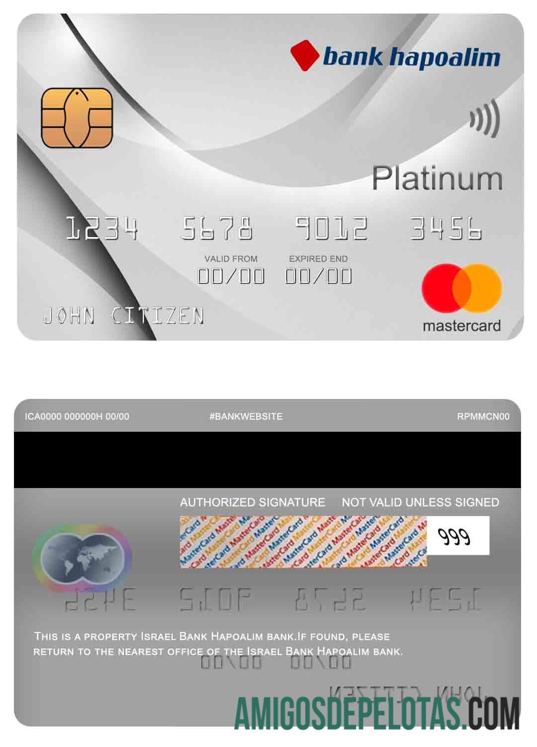 Israel bank Hapoalim bank mastercard desain