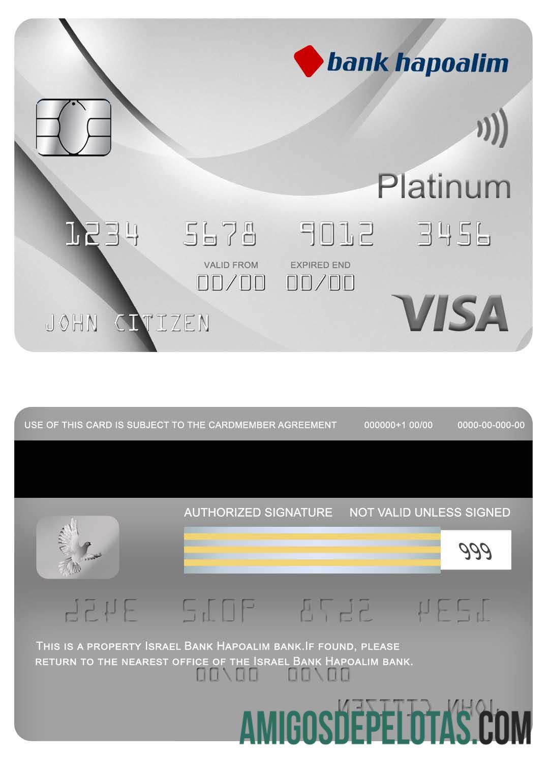 Israel bank Hapoalim bank visa platinum kartu sampel