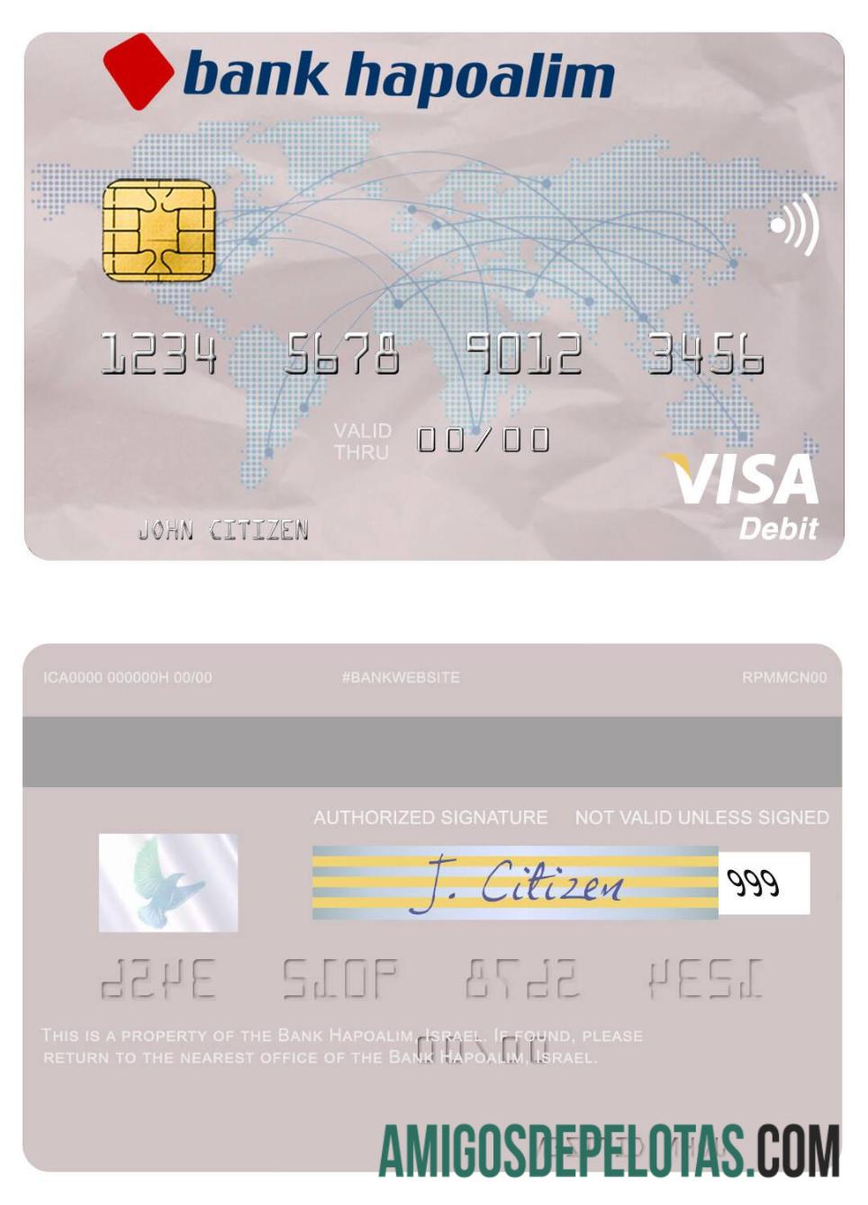 Israel bank Hapoalim visa Debit kartu makering