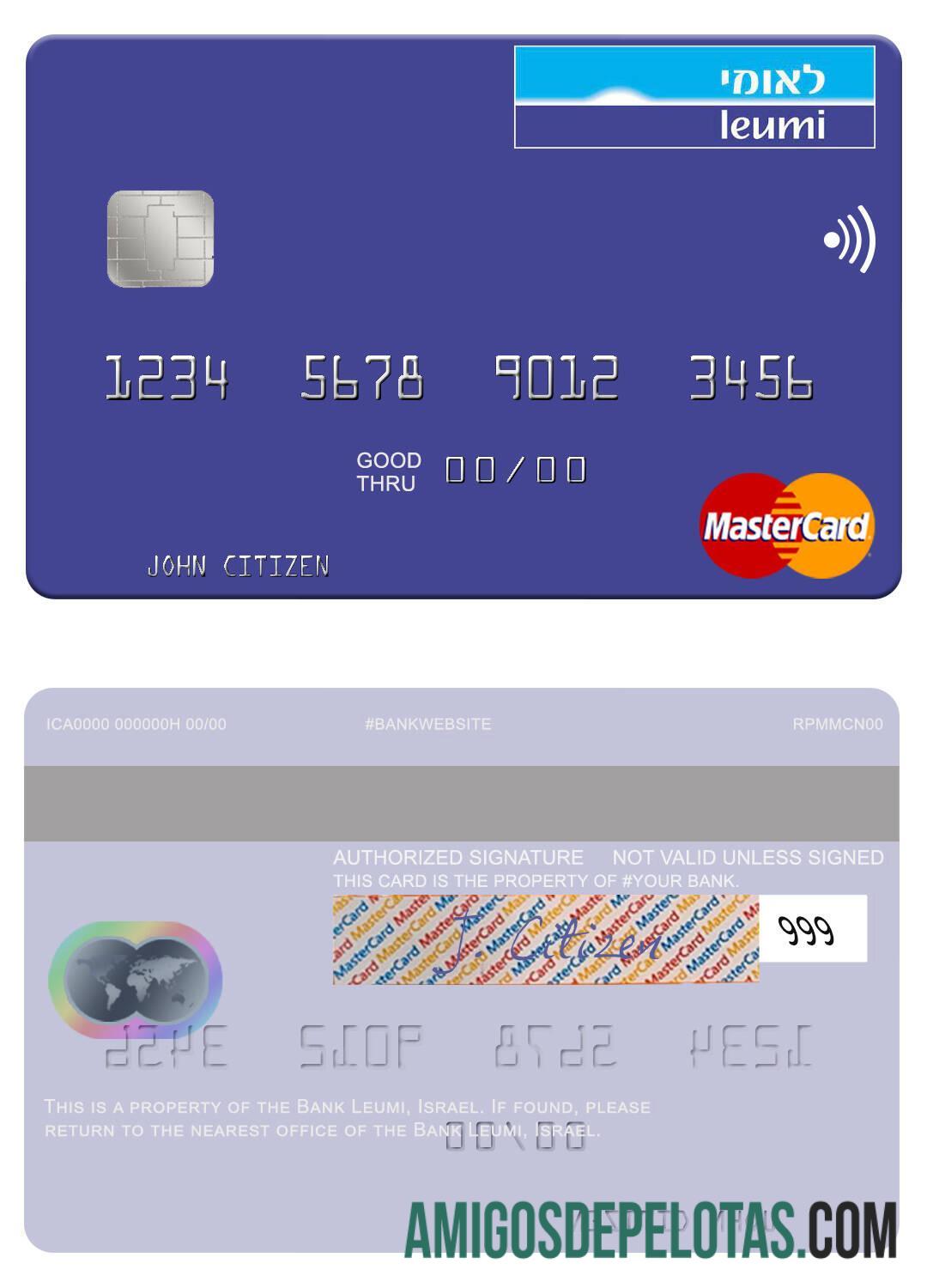 Israel bank Leumi mastercard desain