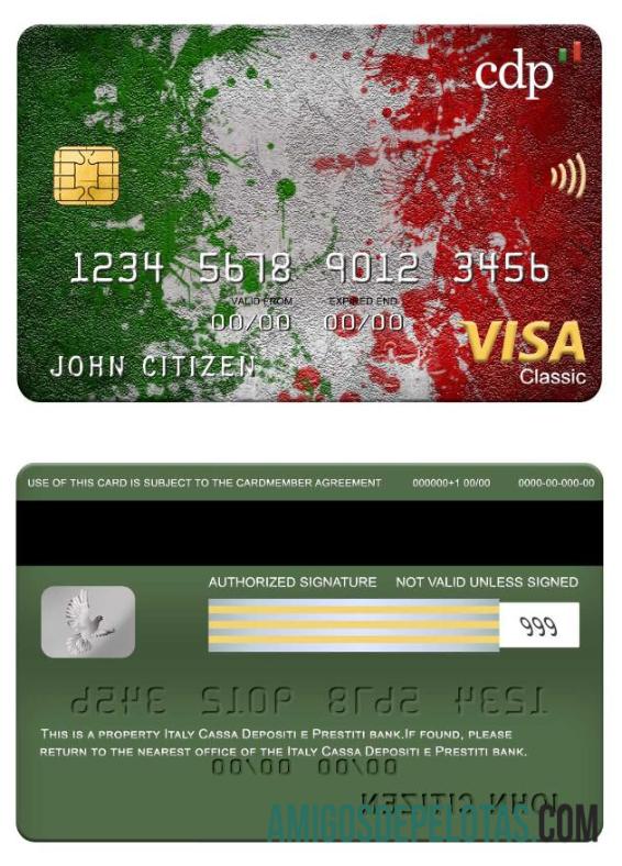 Italia Cassa Depositi e Prestiti bank visa classic kartu templat