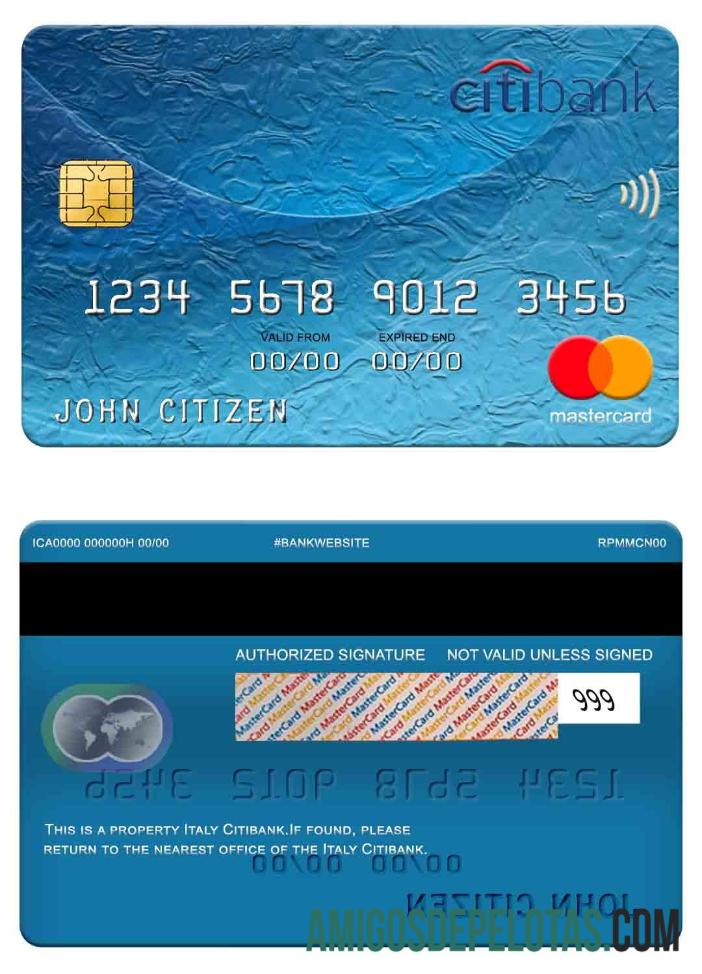 Italia Citibank mastercard sampel