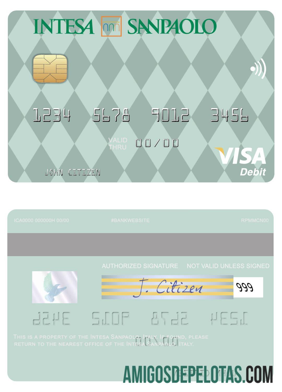 Italia Intesa Sanpaolo visa Debit kartu desain
