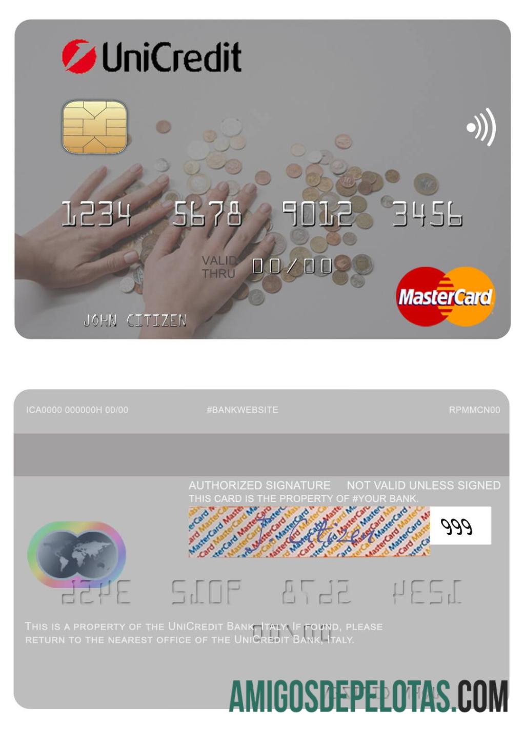 Italia UniCredit bank mastercard desain