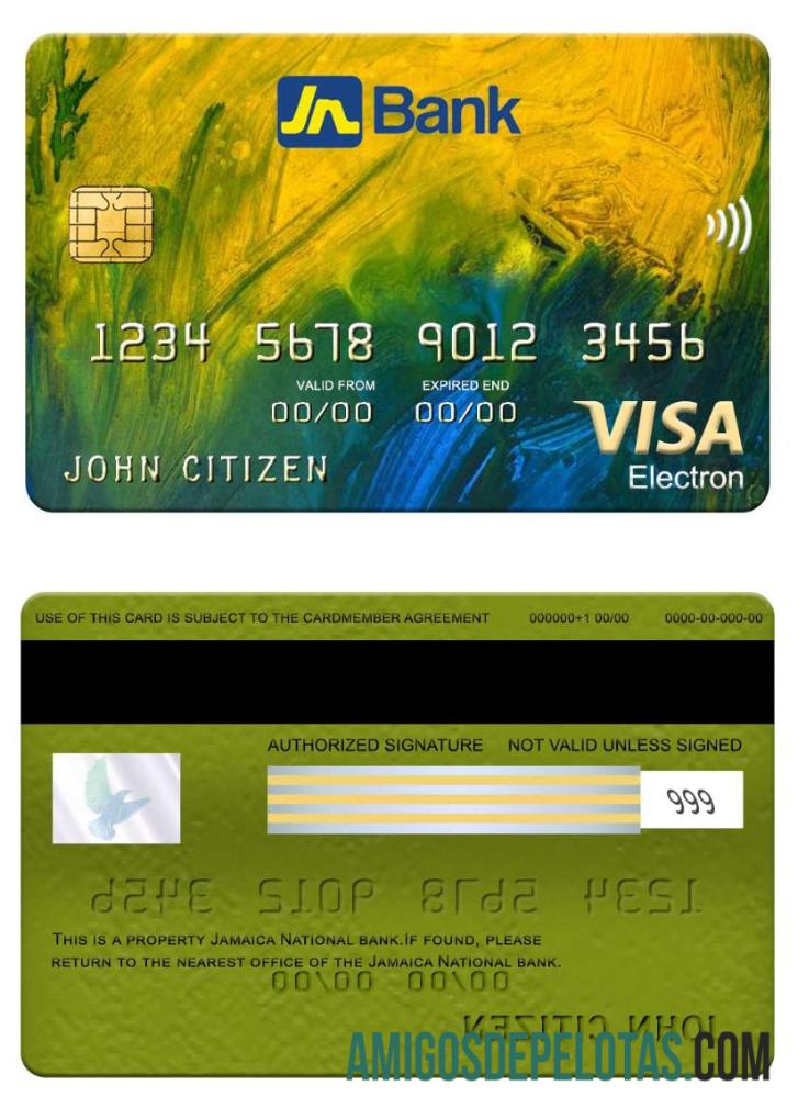 Jamaika nasional bank visa electron kartu sampel