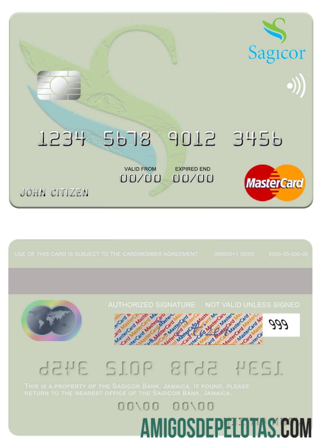 Jamaika Sagicor bank mastercard desain