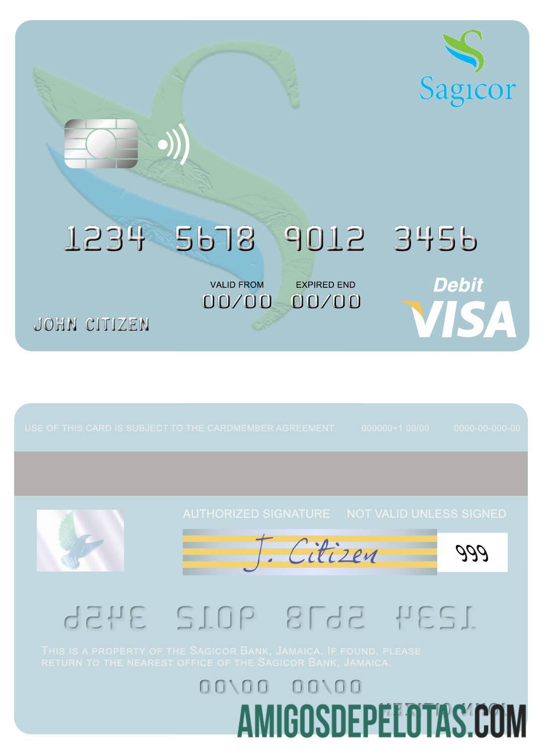 Jamaika Sagicor bank visa Debit kartu pratinjau