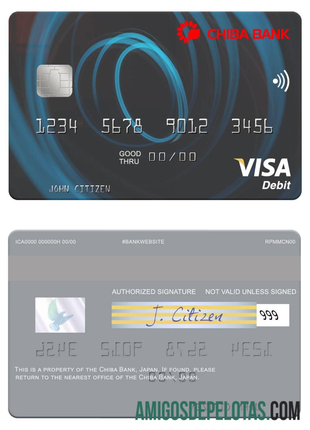 Jepang Chiba bank visa Debit kartu pratinjau
