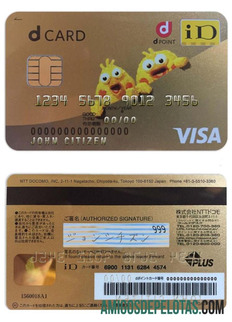 Jepang D point clubcard visa kartu sampel