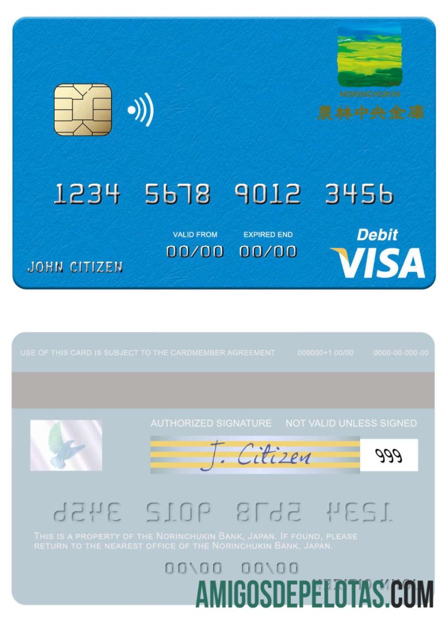Jepang Norinchukin bank visa Debit kartu sampel