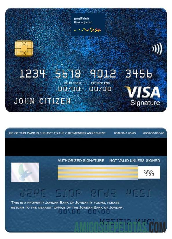 Yordania bank of Yordania visa Tanda Tangan kartu pratinjau