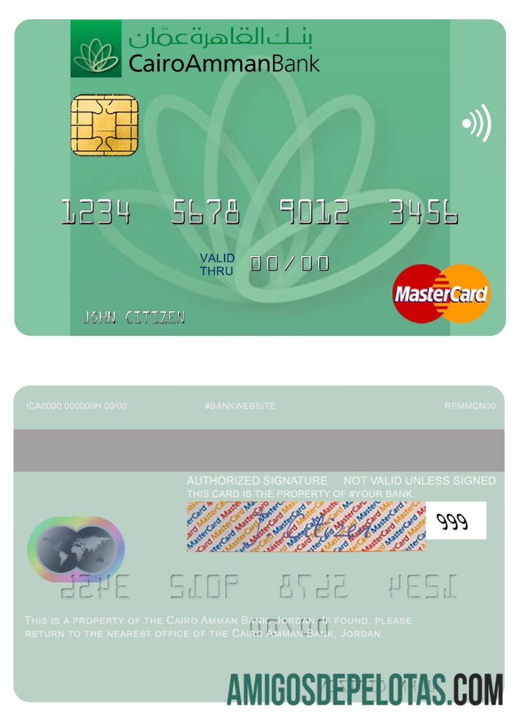 Yordania Cairo Amman bank mastercard desain