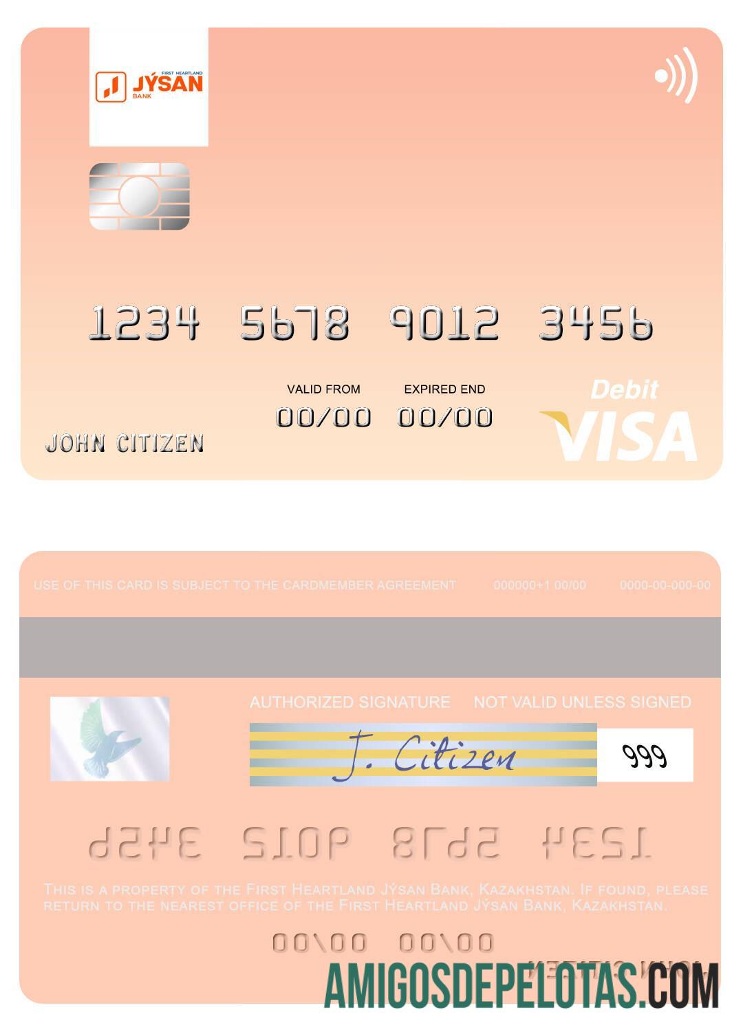 Kazakhstan First Heartland Jy╠üsan bank visa Debit kartu makering