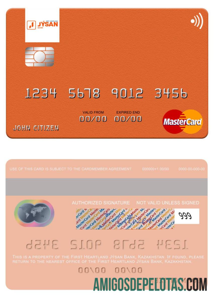 Kazakhstan First Heartland Jy╠üsan bank mastercard templat