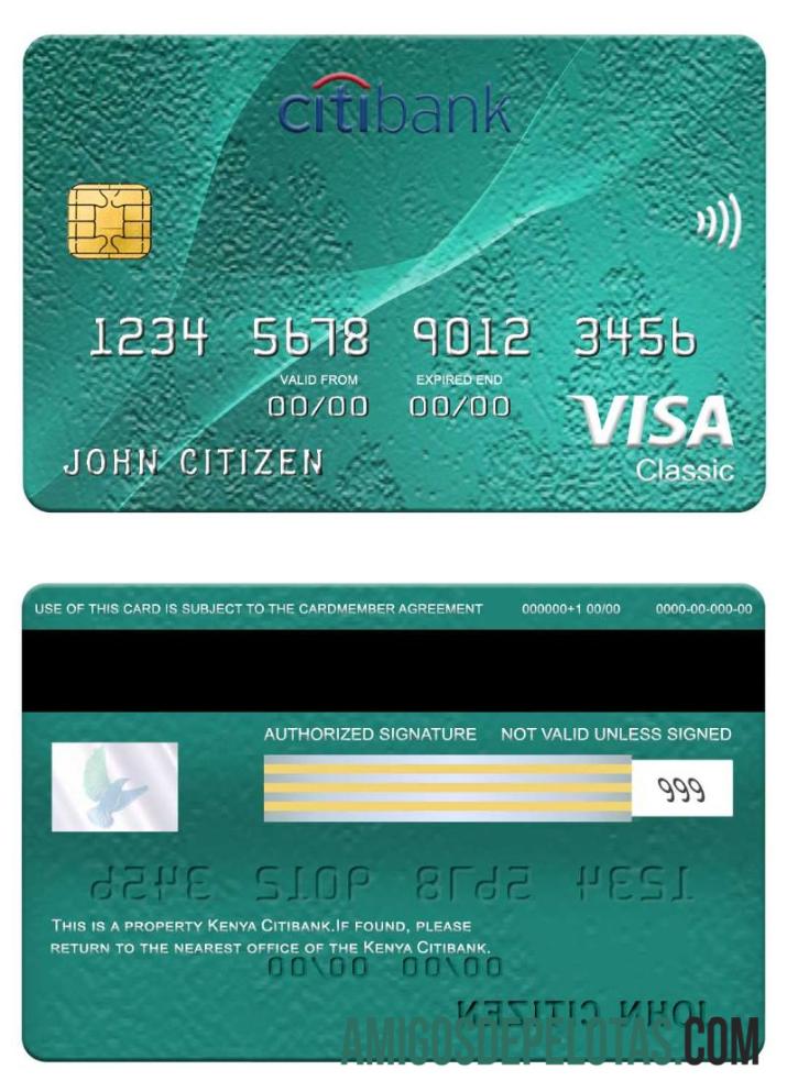 Kenya Citibank visa classic kartu templat