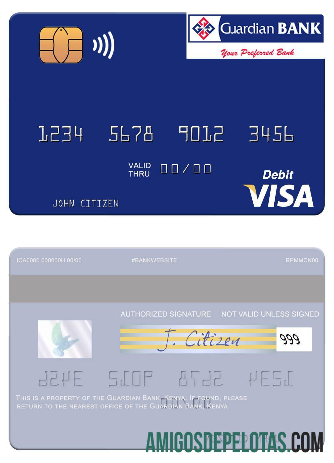 Kenya Guardian bank visa Debit kartu pratinjau