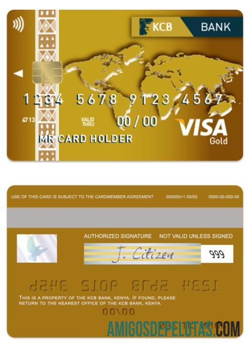 Kenya KCB bank visa gold kartu sampel