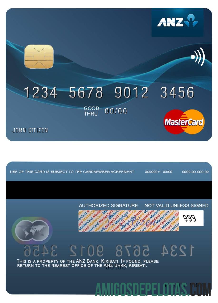 Kiribati ANZ bank mastercard makering